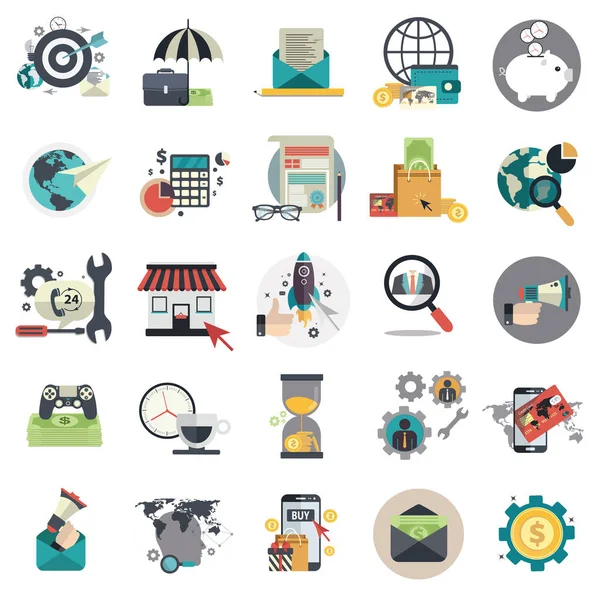 Set Von Flachen Design Icons Für Unternehmen Bezahlung Klick Kreativer — Stockvektor