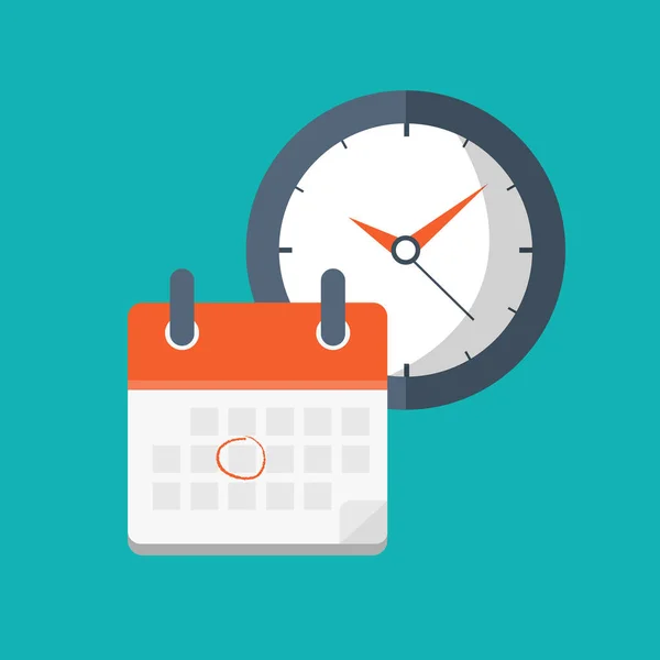 カレンダーと時計のアイコン スケジュール 重要な日付の概念 フラットのベクトル図 — ストックベクタ