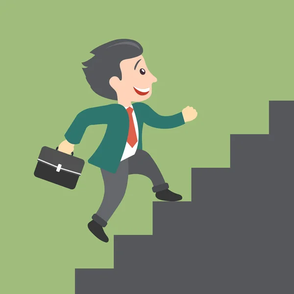 Man climbing the stairs - business development and career growth concept. Flat vector illustration