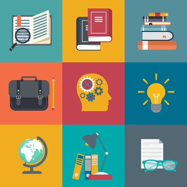 Eğitim Icon set. Hatta öğrenme, dersler, mesleki eğitim. Düz vektör çizim