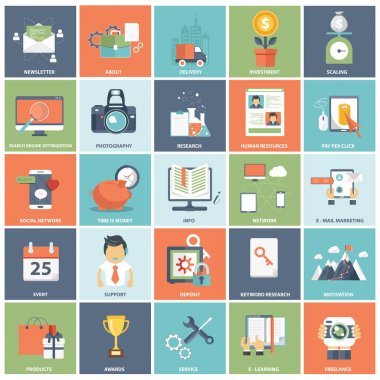 Modern düz tasarım iş vektör bilgi grafik simgeler kümesi