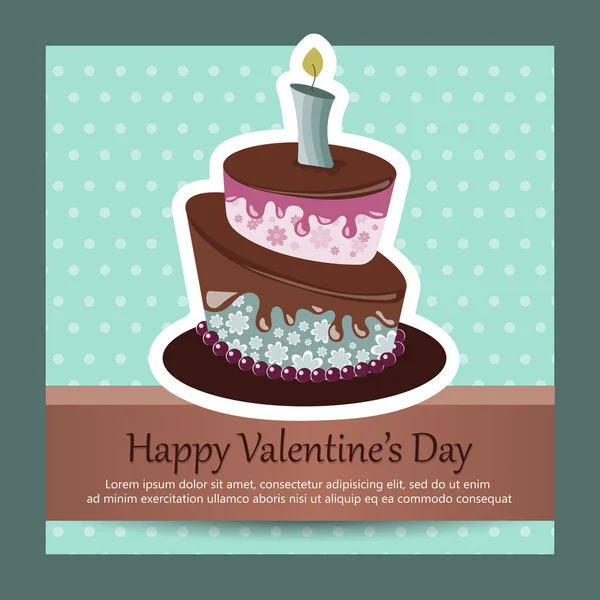 Birthday card with cake. Concept for birthdays, Valentine's Day, weddings. Flat vector illustration