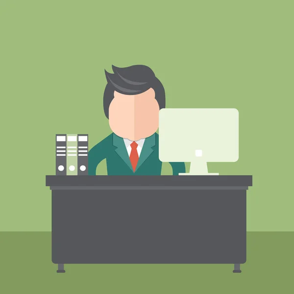 Businessman sitting in office. Flat vector illustration
