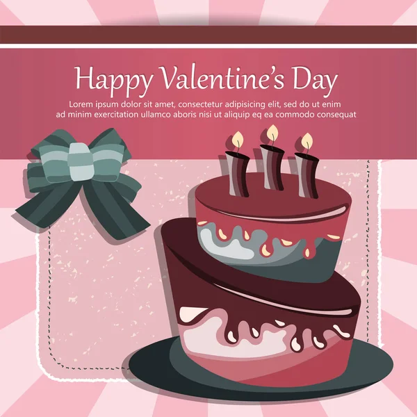 Birthday Card Cake Concept Birthdays Valentine Day Weddings Flat Vector — Stock Vector