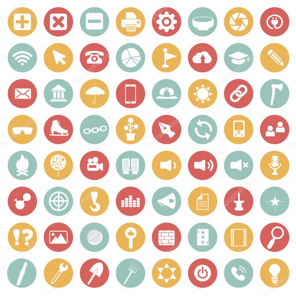 Universal icon set for websites and mobile applications. Flat vector illustration