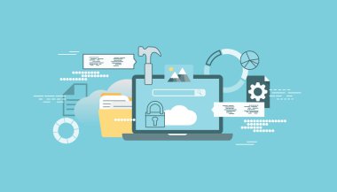 Bulut teknoloji afiş. Düz vektör çizim