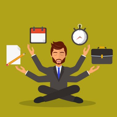 İnsan kaynakları ve serbest meslek kavramı. Geliştirme ve internet servis. Çoklu görev ve çok beceri kavramı. Düz vektör çizim