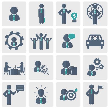 İnsan kaynakları ve yönetim Icon set. Düz vektör çizim