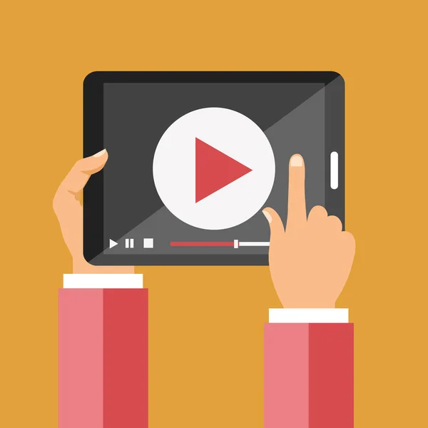Video Icono Tableta Concepto Para Aplicaciones Móviles Marketing Multimedia Concepto — Vector de stock