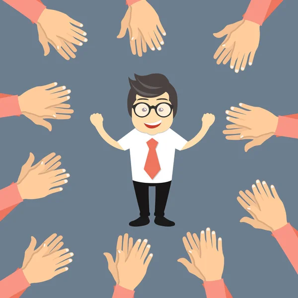 Πολλά Χέρια Που Χειροκροτούν Ένας Επιτυχημένος Επιχειρηματίας Επιχειρηματική Ιδέα Επίπεδη — Διανυσματικό Αρχείο