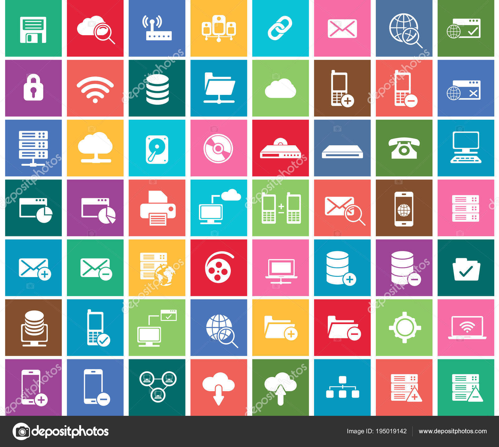 Social Network Data Analytic Mobile Web Application Icon Set - 