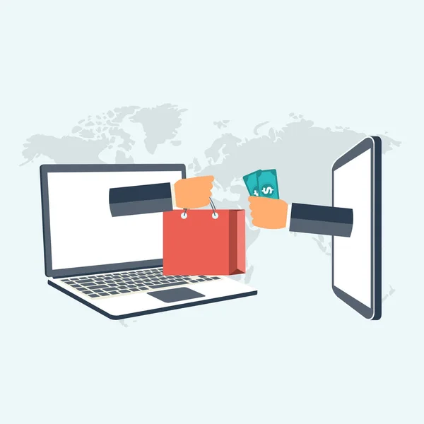 Web Store Und Online Shopping Konzept Globale Kommunikation Internet Banking — Stockvektor