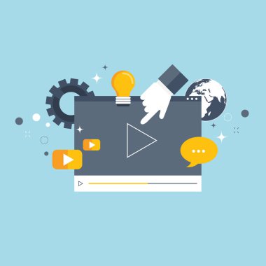 Medya pazarlama konsepti. Düz vektör illüstrasyonu.