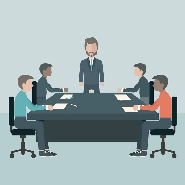 Business meeting, presentation or conference in office. Business people discussing about business plans concept. Flat vector illustration