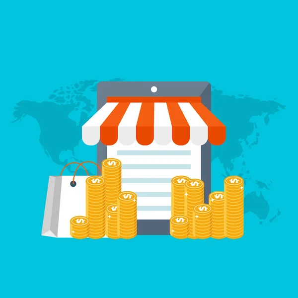 Web Store Und Online Shopping Konzept Globale Kommunikation Internet Banking — Stockvektor