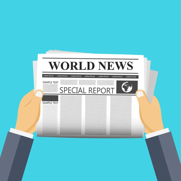 Newspapers Hands World News Concept Journalism Communication Information Flat Vector — Stock Vector