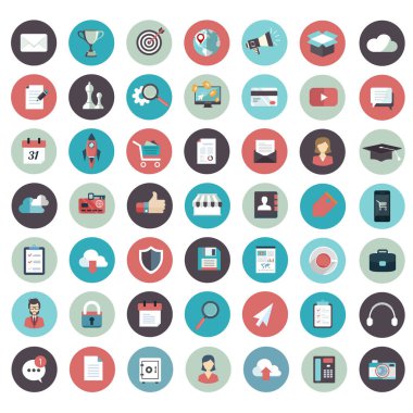 Web sitesi ve mobil uygulamalar için iş, yönetim, finans ve teknoloji simgesi. Düz vektör illüstrasyonu