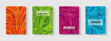 Sıvı dinamik çizgili gradyan dalgalar. Akışkan mermer dokusu. Renkli soyut geometrik arkaplan. Modern kapaklar hazır. Düz vektör illüstrasyonu