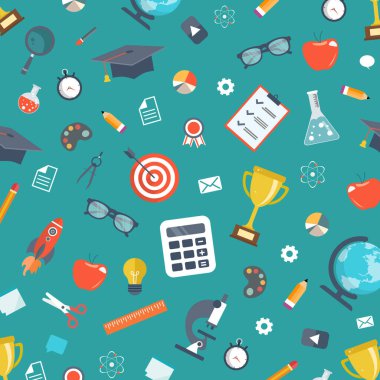 Eğitim konsepti. Okul konseptine tekrar hoş geldin. Düz vektör illüstrasyonu