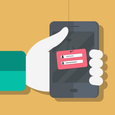 Internet Kimlik Avı bir giriş ve parola kavramı. Düz vektör çizimi