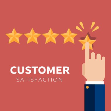 Müşteri hizmetleri illüstrasyonuna not veriyorum. Web sitesi değerlendirme ve değerlendirme konsepti. Düz vektör illüstrasyonu