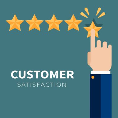 Müşteri hizmetleri illüstrasyonuna not veriyorum. Web sitesi değerlendirme ve değerlendirme konsepti. Düz vektör illüstrasyonu