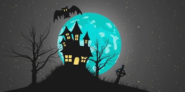 Cartaz Halloween Ilustração Vetorial Plana — Vetor de Stock