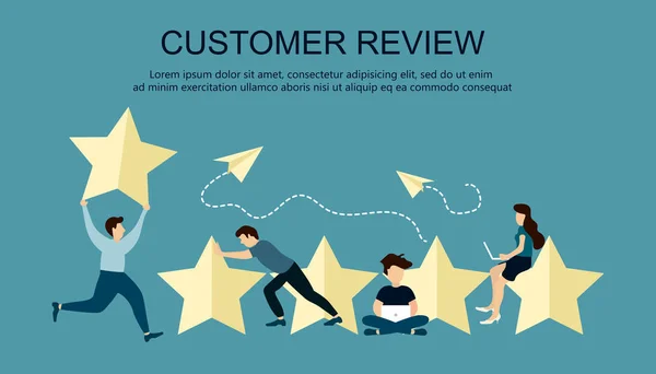 Beoordeling Customer Service Illustratie Concept Van Feedback Getuigenissen Berichten Meldingen — Stockvector
