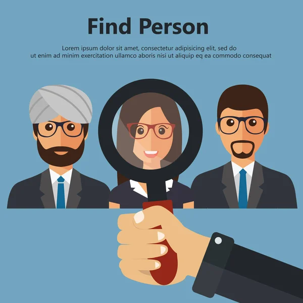 Find person for job opportunity. Flat vector illustration.