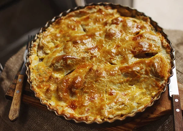 Amerikan elmalı turta closeup, seçici odak 