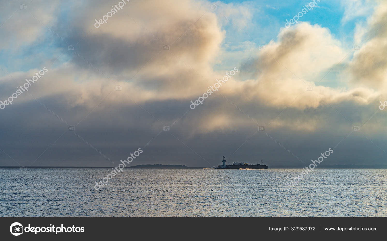 Beautiful waterfront, sky and clouds view of Gravesend Bay in Brooklyn