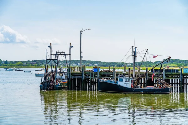 Wellfleet Cape Cod Agosto 2019 Barcos Navios Wellfleet Harbor Area — Fotografia de Stock