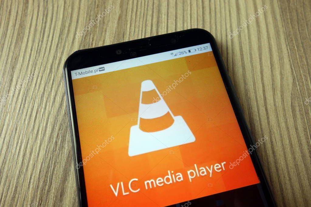 KONSKIE, POLAND - November 11, 2019: VLC media player logo displayed on mobile phone