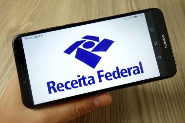 Konskie, Polonya - 24 Kasım 2019: Brezilyalı Receita Federal logosu