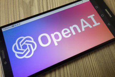 Konskie, Polonya - 21 Aralık 2019: Cep telefonunda Openai şirket logosu