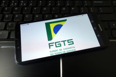 Konskie, Polonya - 11 Ocak 2020: Fundo de Garantia do Tempo de Servico Fgts logosu