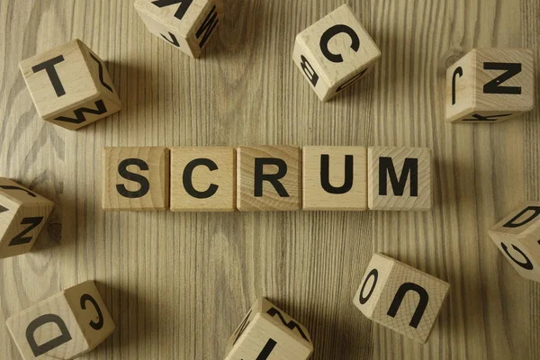 Word scrum from wooden blocks — Stock Photo, Image