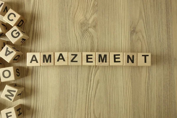 Word Amazement Wooden Blocks Desk — Stock Photo, Image