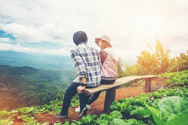 couple travelling on mountain view