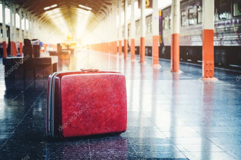 Bag and trip at train station