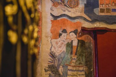 Nan, Tayland - 2017 15 Ekim: bir adam ünlü duvar boyama 