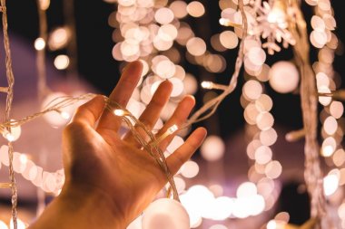 Noel ışıkları ışıklar bulanık bokeh arka plan