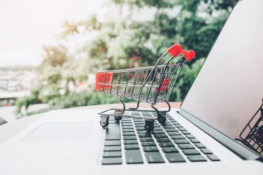 Alışveriş online alışveriş sepeti ve kredi kartı kavramı ile