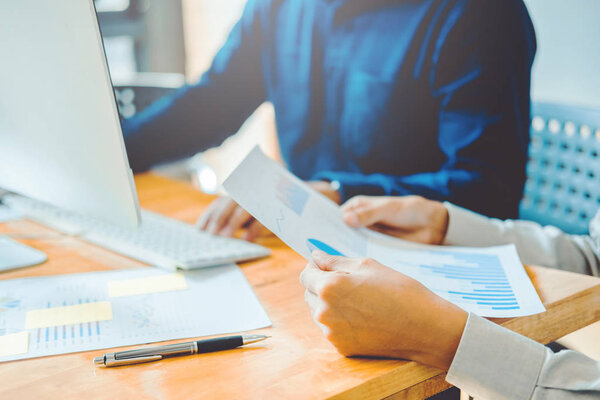 Startup business team colleagues meeting Planning Strategy Analy