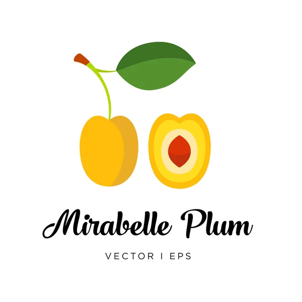 Gele Mirabelle plum vector bewerkbare afbeelding — Stockvector