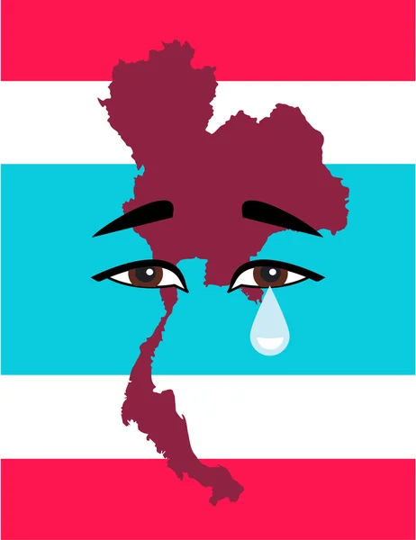 Triste ojo tailandés con una lágrima caída por el tema en Tailandia rey tragedia de la muerte — Vector de stock