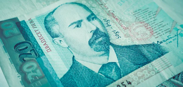La foto muestra el billete en moneda búlgara. 20 leva, BGN, clo — Foto de Stock