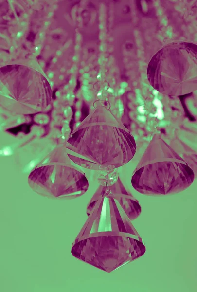 Beautiful glamour glass crystal chandelier closeup. Expensive cl — Stock Photo, Image