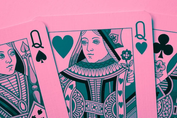 Rainhas de espadas e corações cartão macro, cartões de adivinhação. M — Fotografia de Stock