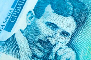Sırp 100 dinara para birimi banknot, yakın. Sırbistan para Rsd